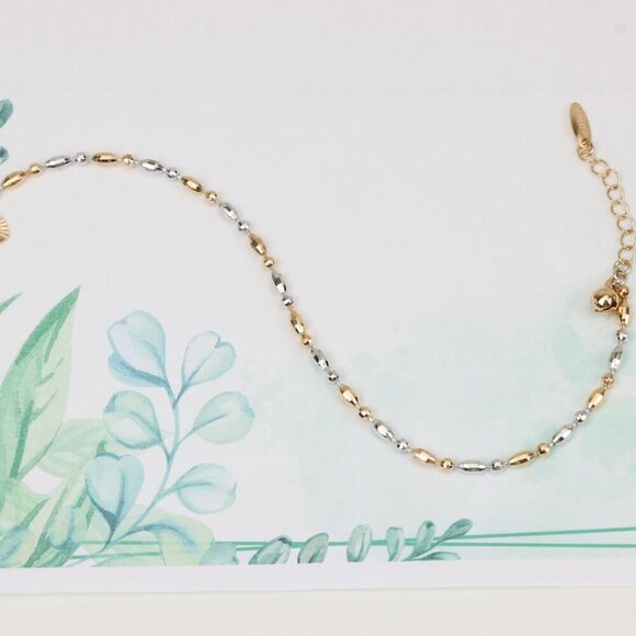 "Dual-Tone Beaded Rose Gold & Silver Bracelet with Adjustable Fit, XPBL0777 - Picture 3 of 12